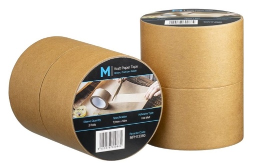 Kraft Paper Packaging Tape - Tan, 72mm x 50m x 125mu