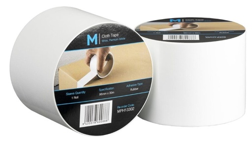 Premium Cloth Tape - White, 96mm x 30m x 250mu