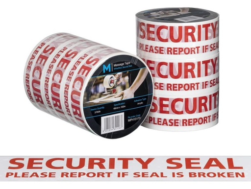 Message Tape Security Seal - White/Red, 48mm x 100m x 50mu        