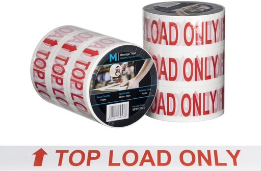 Message Tape Top Load Only - White/Red, 48mm x 100m x 50mu