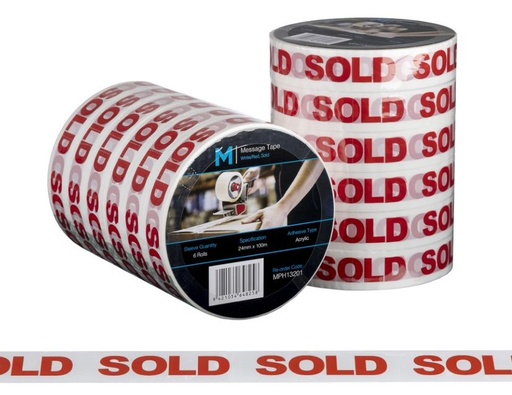 Message Tape Sold - White/Red, 24mm x 100m x 50mu