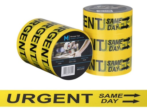 Message Tape Urgent Same Day - Yellow/Black, 48mm x 100m x 50mu