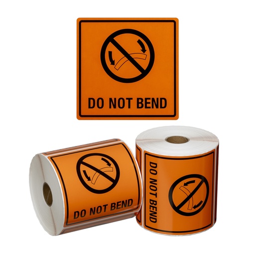 Handling Label Do Not Bend - Orange/Black, 99mm x 99mm 500 Labels/Roll