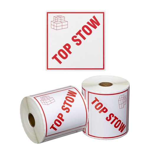 Handling Label Top Stow - White/Red, 99mm x 99mm 500 Labels/Roll