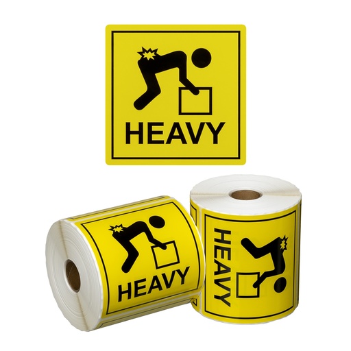 Handling Label Heavy - Yellow/Black, 99mm x 99mm 500 Labels/Roll
