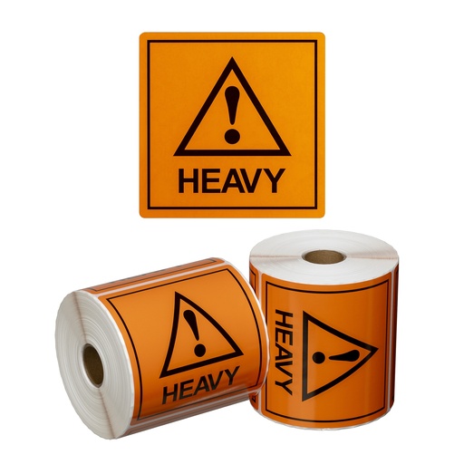 Handling Label Heavy - Orange/Black, 99mm x 99mm 500 Labels/Roll