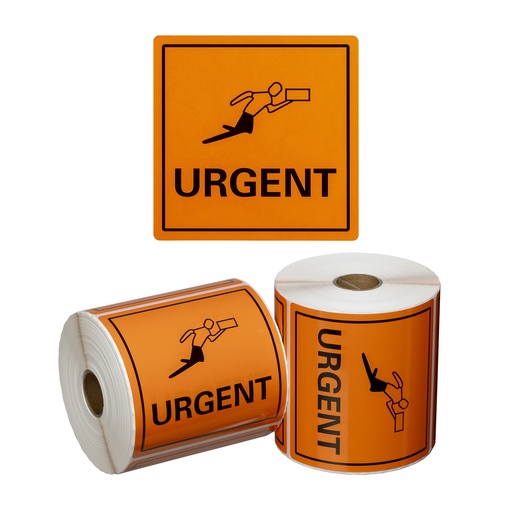 Handling Label Urgent - Orange/Black, 99mm x 99mm 500 Labels/Roll