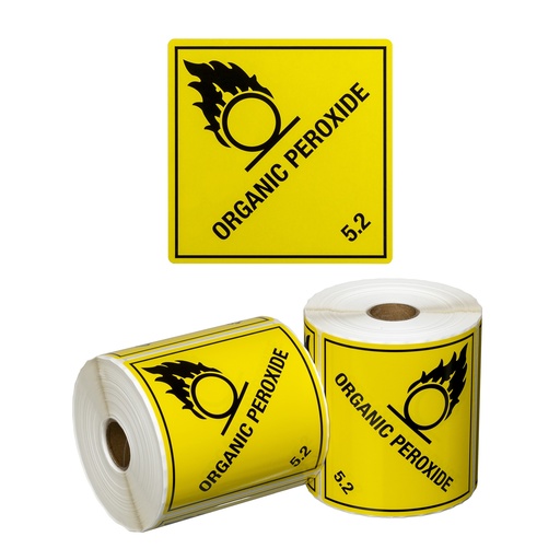 DG Label Organic Peroxide 5.2 - Yellow/Black, 99mm x 99mm (500) Labels/Roll