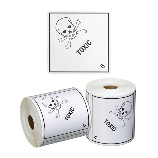 DG Label Toxic 6.1 - White/Black, 99mm x 99mm (500) Labels/Roll