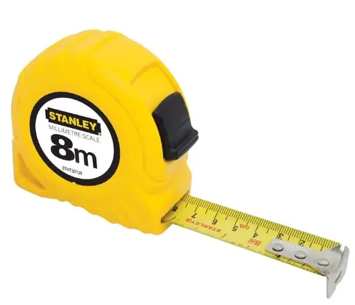 [MPH34280] Standard Tape Measure - Yellow, 25mm x 8m Long