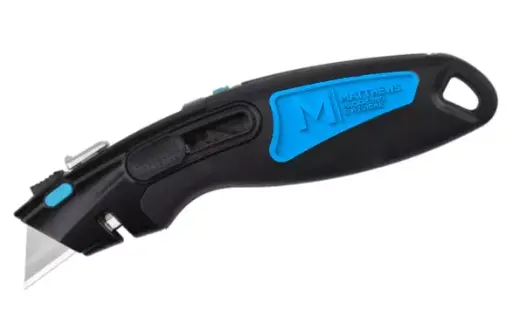 [MPH34520] Retractable Metal Cutter Knife - Blue/Black, 19mm Blade 1 Knife/Pack + Includes 5 Free Blades 