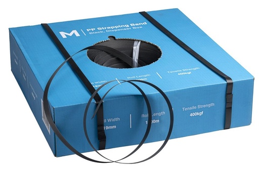 [MPH11320] Polypropylene Hand Strapping Band - Black, 19mm x 1000m x 0.85mm, 400kgf