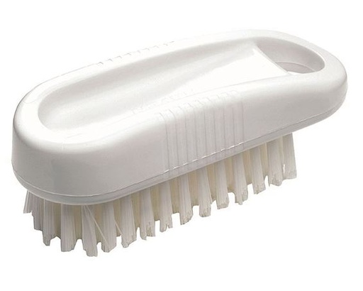 Flat Nail Brush - White, Stiff Bristles