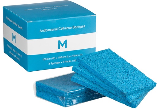 Antibacterial Cellulose Sponges - Blue, 100mm x 150mm x 10mm