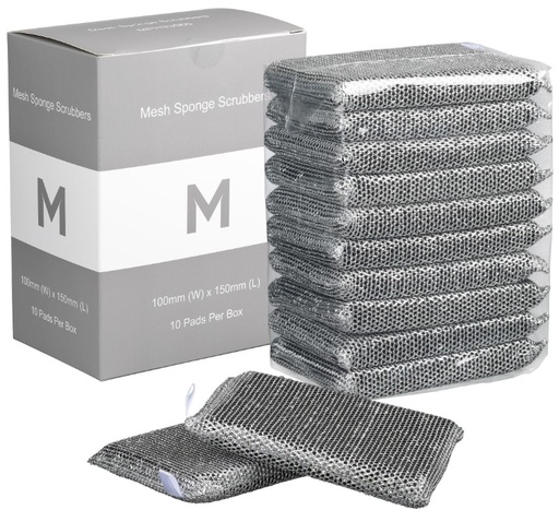 Mesh Sponge Scrubbers - Silver/Black, 100mm x 150mm x 20mm