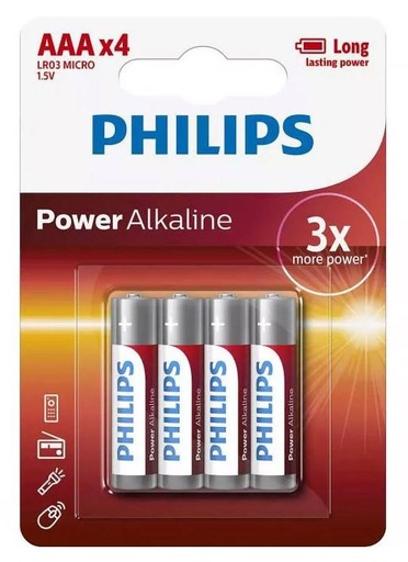 Philips Power Alkaline Battery - Red, AAA (4)        