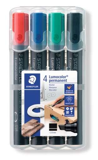 Staedtler Permanent Marker - Assorted, Chisel Tip (4)