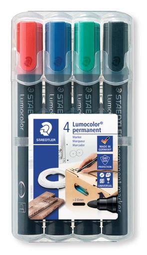 Staedtler Permanent Marker - Assorted, Bullet Tip 4 Markers