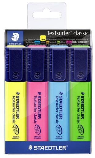 [MPH34875            ] Staedtler Classic Highlighter - Assorted, Chisel Tip 4 Markers