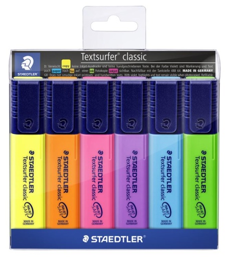 [MPH34876            ] Staedtler Classic Highlighter - Assorted, Chisel Tip 6 Markers