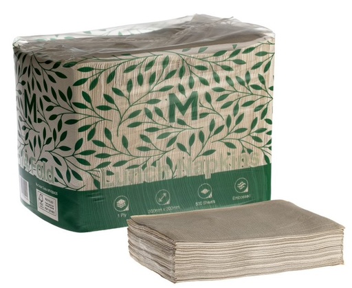 Lunch Napkins 1/4 Fold - Brown, 300mm x 300mm, 1 Ply, FSC Recycled® 500 Napkins