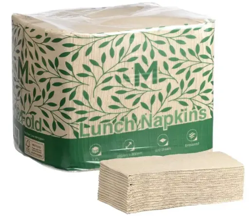 Lunch Napkins 1/8 Fold - Brown, 300mm x 300mm, 1 Ply, FSC Recycled® 500 Napkins