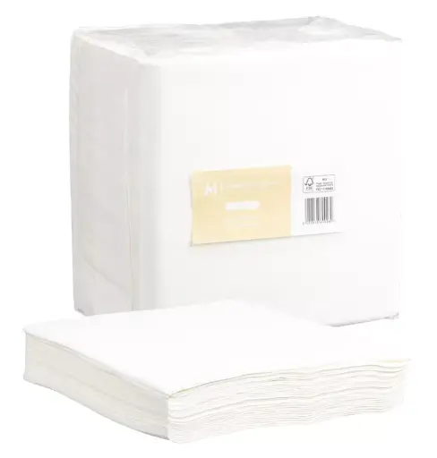 Quilted Dinner Napkins 1/4 Fold - White, 400mm x 400mm, 2 Ply, FSC Mix® 100 Napkins