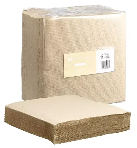 Quilted Dinner Napkins 1/4 Fold - Brown, 400mm x 400mm, 2 Ply, FSC Recycled® 100 Napkins