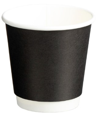 [MPH16070] Double Wall PE Paper Cups - Black, 6oz, 230ml 25 Cups *80mm Diameter