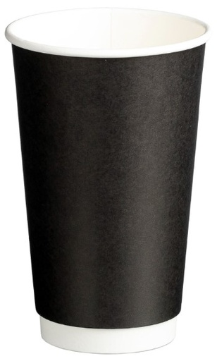 Double Wall PE Paper Cups - Black, 16oz, 510ml 25 Cups *90mm Diameter