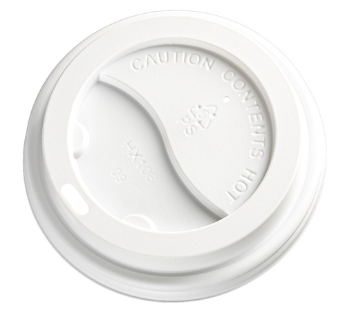 PS Plastic Cup Lids - White, 90mm Diameter 50 Lids