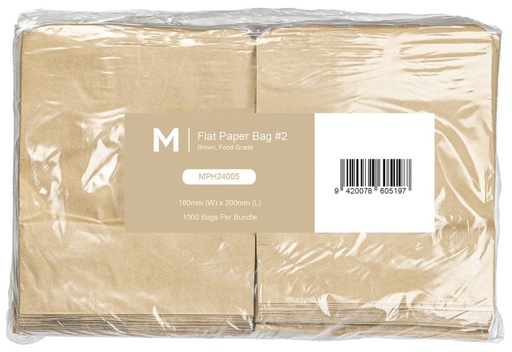 [MPH24005] Paper Bag #2 - Brown, 160mm x 200mm, 40gsm 1000 Bags/Pack 