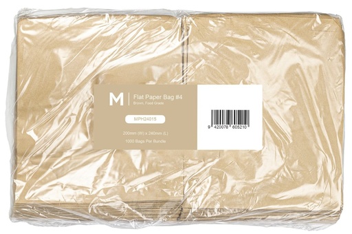 [MPH24015] Paper Bag #4 - Brown, 200mm x 240mm, 40gsm 1000 Bags/Pack