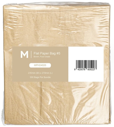 [MPH24020] Paper Bag #5 - Brown, 235mm x 270mm, 40gsm 500 Bags/Pack 