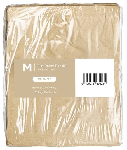 [MPH24025] Paper Bag #6 - Brown, 235mm x 300mm, 40gsm 500 Bags/Pack