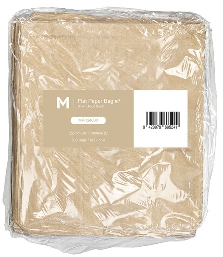 [MPH24030] Paper Bag #7 - Brown, 255mm x 300mm, 40gsm 500 Bags/Pack