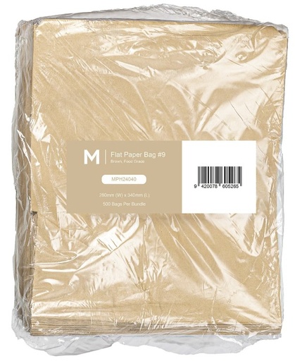 [MPH24040] Paper Bag #9 - Brown, 280mm x 340mm, 40gsm 500 Bags/Pack