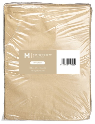 [MPH24050] Paper Bag #11 - Brown, 305mm x 410mm, 50gsm 500 Bags/Pack 