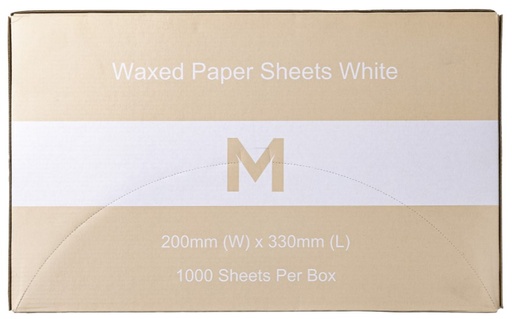 Waxed Paper Sheets Small - White, 200mm x 330mm, 40gsm 1000 Sheets/Pack  