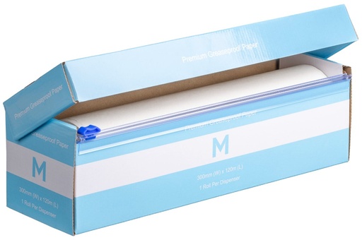 Greaseproof Paper Roll - White, 300mm x 120m, 40gsm