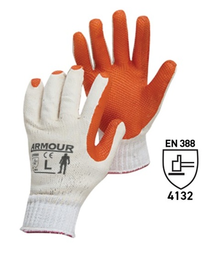 Latex Thick Coated Gloves - White/Orange, M, 7 Gauge