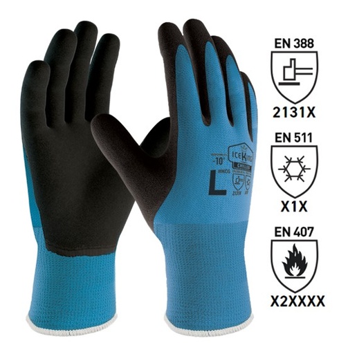 Latex Sandy Thermal Work Glove - Blue/Black, L