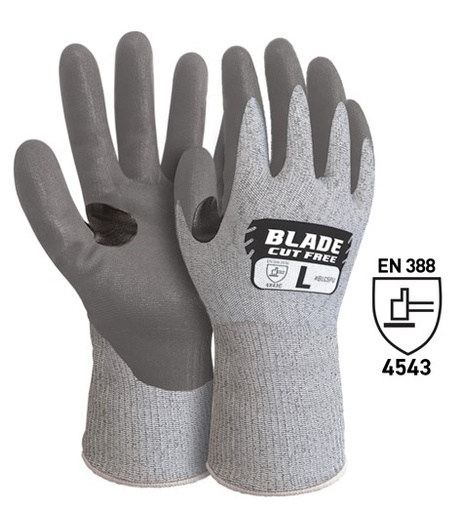 PU Smooth Cut Resistant Gloves - Grey/Black, XL, 15 Gauge *Rating - 4543C                             