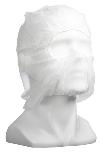 Polypropylene Full Face Balaclavas - White, Elasticated, 25gsm 50 Balaclavas/Pack