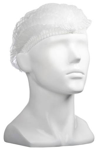 Polypropylene Crimp Hats - White, 530mm Wide, 12gsm 100 Hats/Pack   
