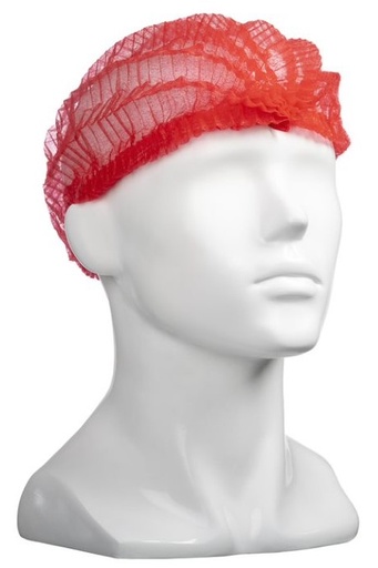 Polypropylene Crimp Hats - Red, 530mm Wide, 12gsm 100 Hats/Pack   