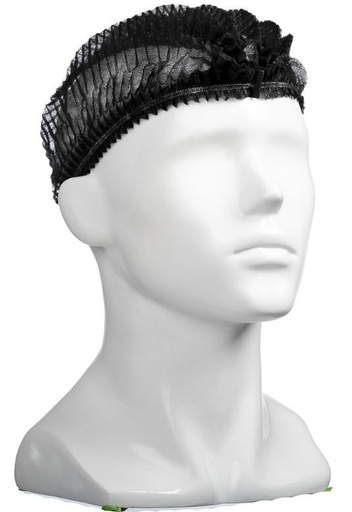 Polypropylene Crimp Hats - Black, 530mm Wide, 12gsm 100 Hats/Pack   