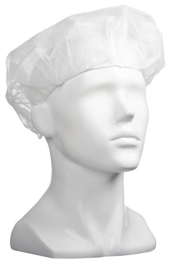 Polypropylene Bouffant Hats - White, 610mm Wide, 12gsm 50 Hats/Pack *For Larger Hair Styles  
