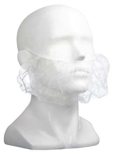 Polypropylene Beard Covers Double Loop - White, 230mm x 430mm, 12gsm 100 Covers/Pack            