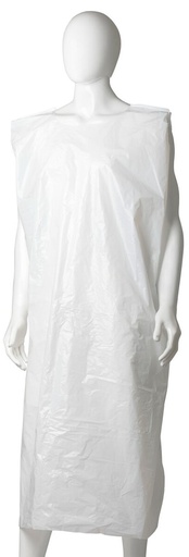 Polyethylene Sleeveless Aprons - White, 800mm x 1400mm x 30mu 50 Aprons